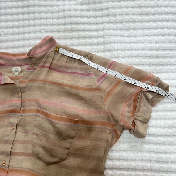 Wilfred Silk Peachy Stripe Button Up Blouse - Picture 11 of 12